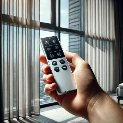 rèm vải 2 lớp tự động với điều khiển